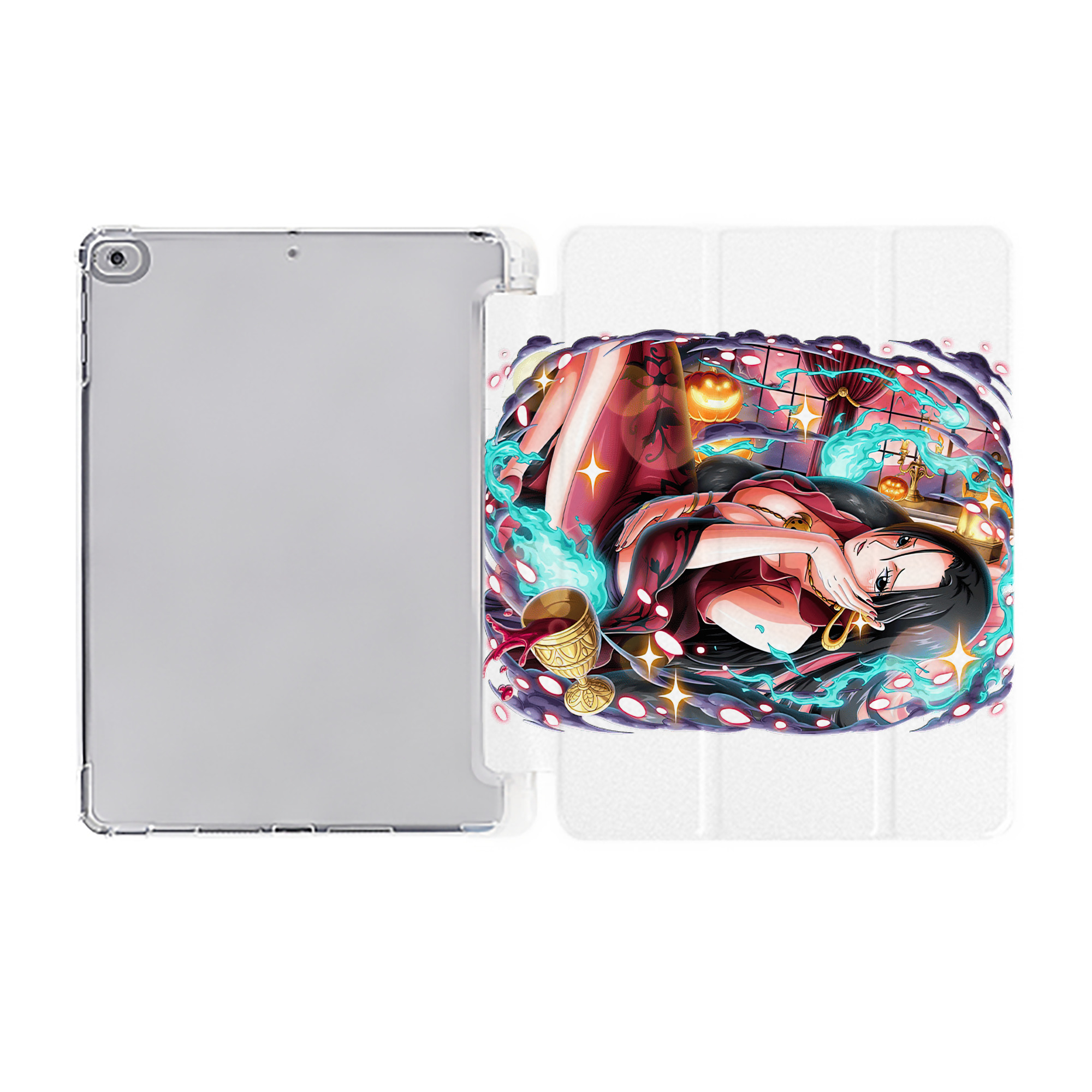 （画像用） ワンピース ボア・ハンコック ONE PIECE Boa·Hancock IPad ケース ペン収納付き 三つ折りスタンド PUレザー×シリコン 対応機種9.5/10.5/10.9インチ